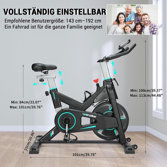 [2025 Actualizado]Wenoker Bicicleta de apartamento, resistencia magnética ajustable, bicicleta de ejercicio con asiento cómodo y pantalla, entrenamiento cardio Home Trainer,capacidad de carga de 160kg