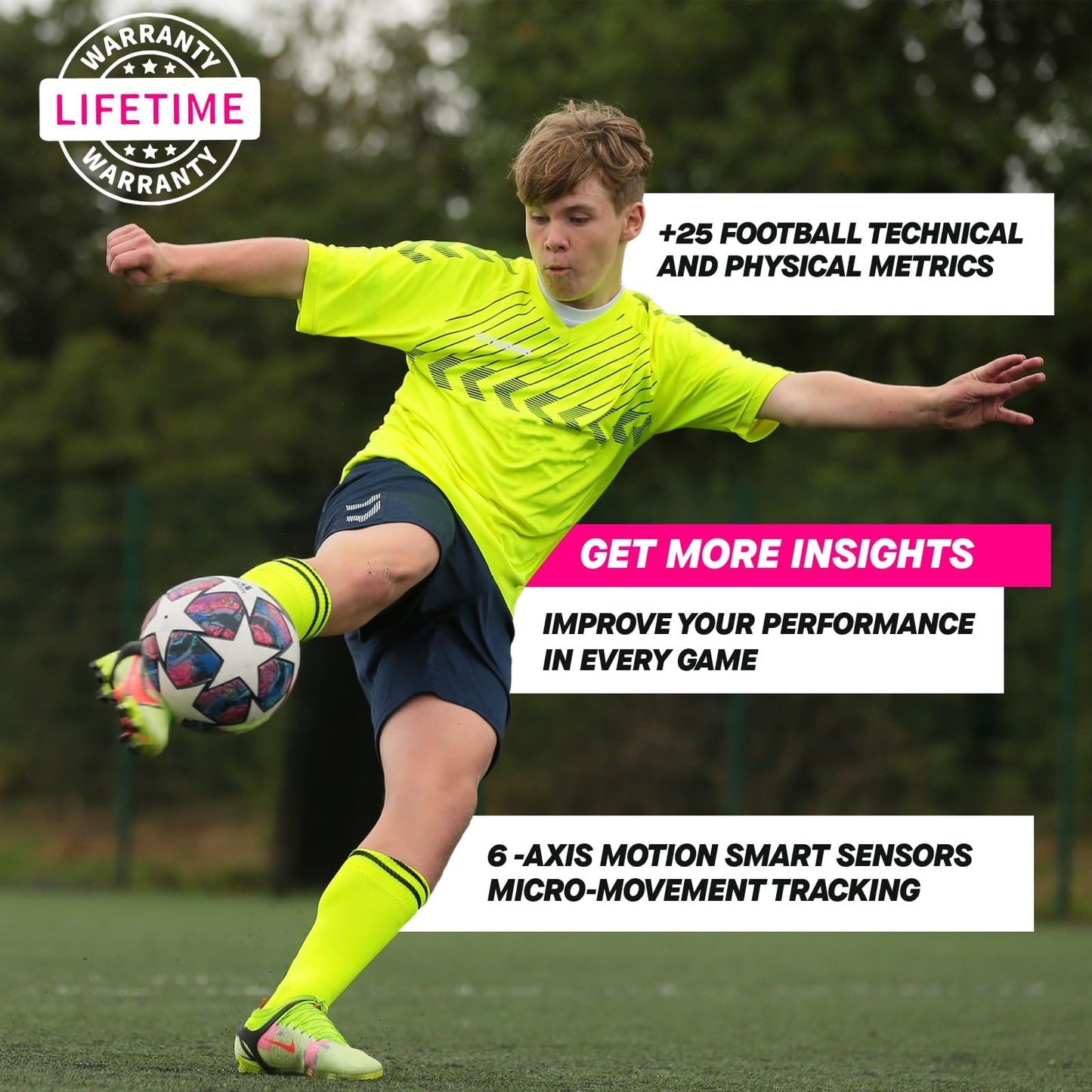 Playermaker Smart Football Tracker, 25+ Technical & Physical Football Training Metrics, 12 Month Access to Playermaker Technology App Included, Next-Level Precision Beyond GPS Trackers, Medium