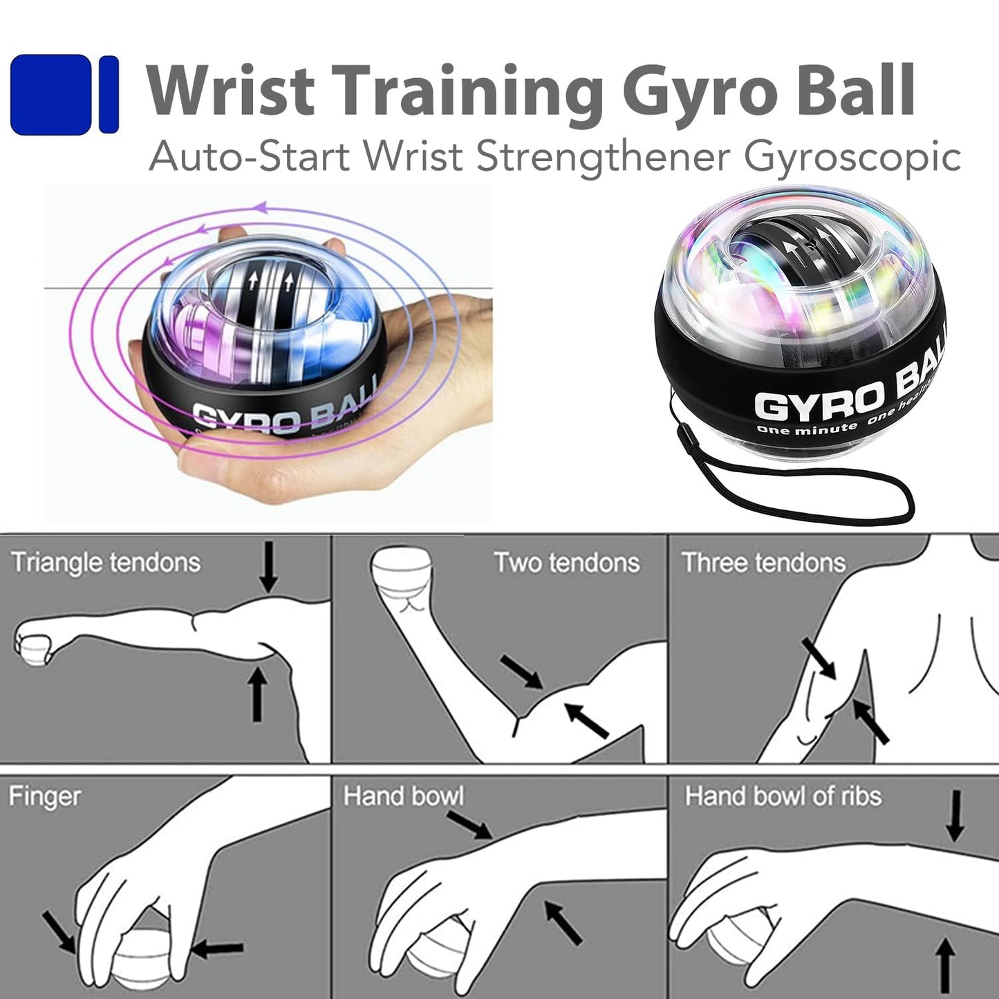 Hand Grip, Kit de Entrenamiento de Fuerza de Agarre con ejercitador de Manos, fortalecedor de Agarre, fortalecedor de Dedos,ejercitador de extensión Pelota antiestrés, Anillo de Agarre, gyro Ball