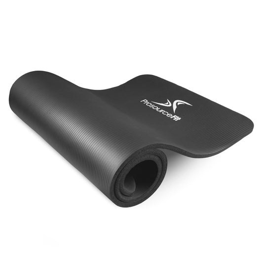 ProsourceFit ps-2004-mat-black-ffp Esterilla Extra Gruesa para Yoga y Pilates de 1,27 cm, Unisex Adulto, Black, 1/2"