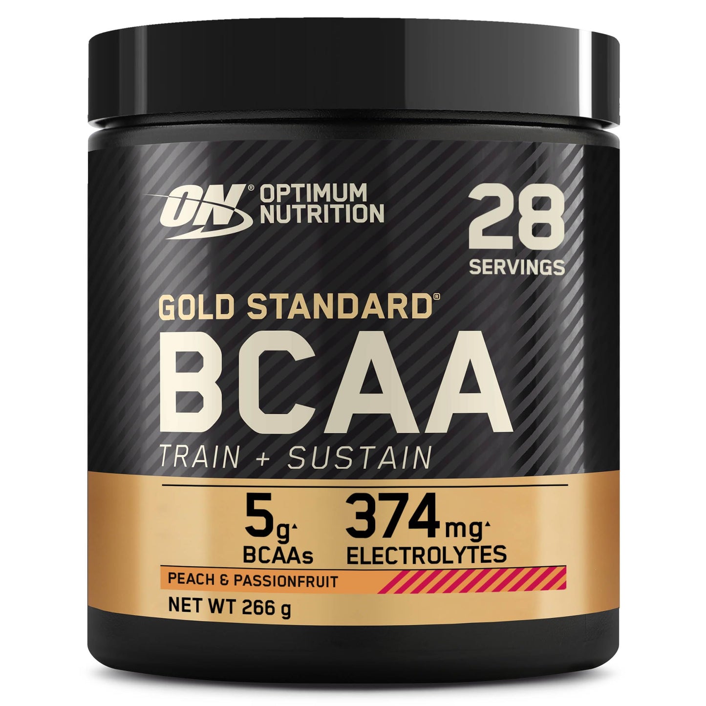 Optimum Nutrition Gold Standard BCAA en Polvo, Sabor Melocotón y Maracuyá, 266g, 28 Servicios