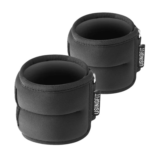USINGFIT Tobilleras Pesas de Algodón 2 * 0,5kg / 2 * 1kg / 2 * 1,5kg / 2 * 2kg / 2 * 3kg Pesas Muñecas Tobillos Piernas Muñequeras Lastradas, Negro