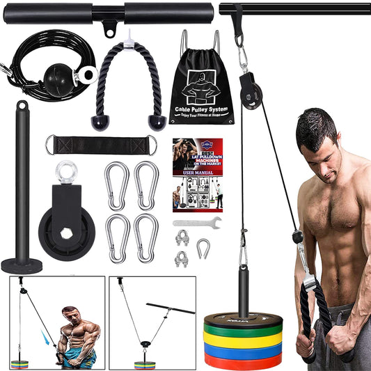 Taeku Lift Pulley System, Multifunzione Poleas para Gimnasio Carrucola Palestra Accessori per Curl Bicipiti Estensioni Tricipiti Fitness (2,5m Cable)