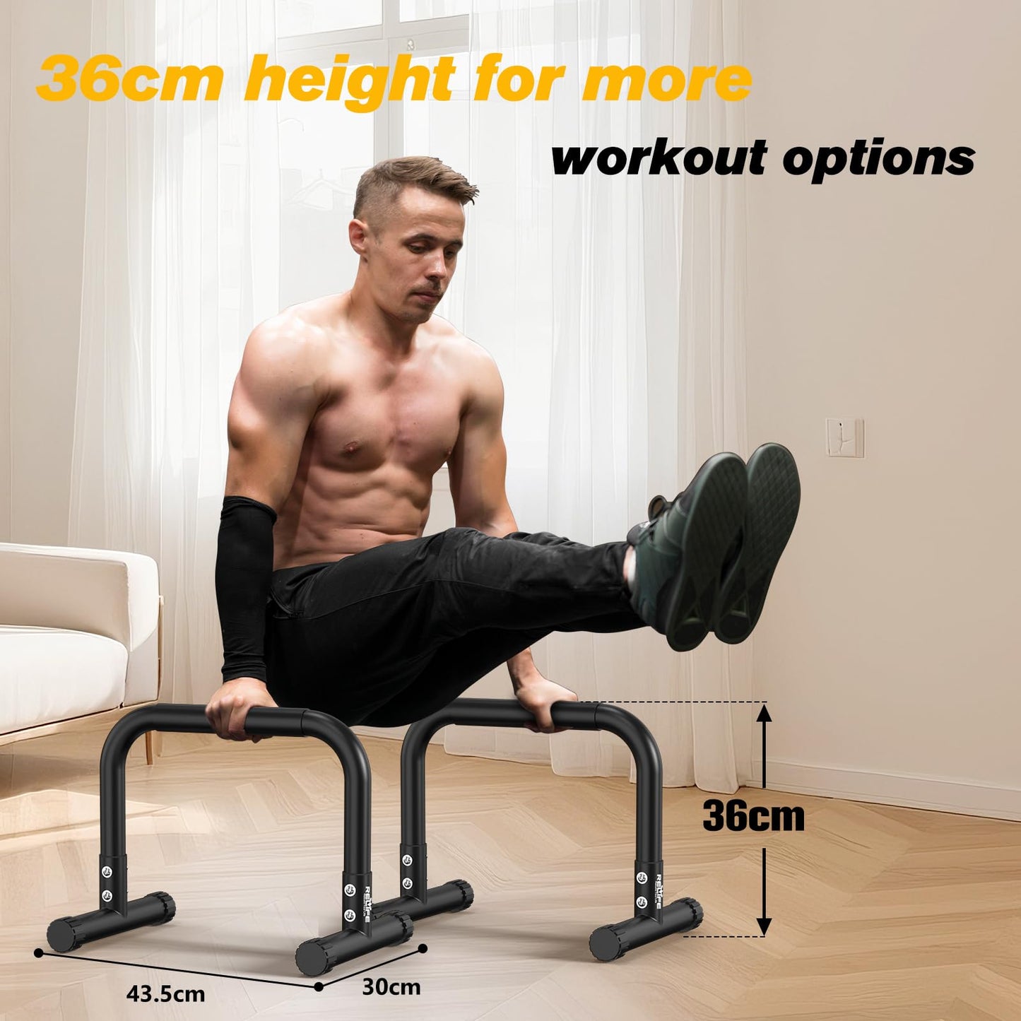 RELIFE REBUILD YOUR LIFE Dip Barras Paralelas Calistenia Gimnasio Casa Push Up Bars Stands Station Ajustable Entrenamineto Musculación Fitness Ejercicio Rehabilitacion Mini Dip Bar (Black-2)