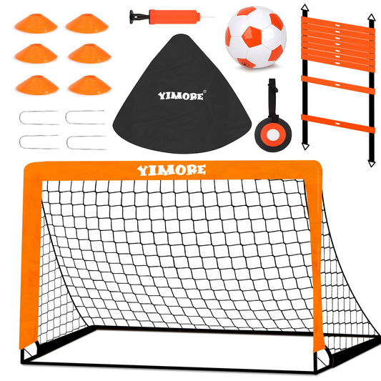 Yimore Porteria Futbol Niños Adultos con Accesorios de Entrenamiento de Fútbol, Escalera de Entrenamiento Conos 120 * 90 * 90cm Plegable Porterias de Futbol para Jardin