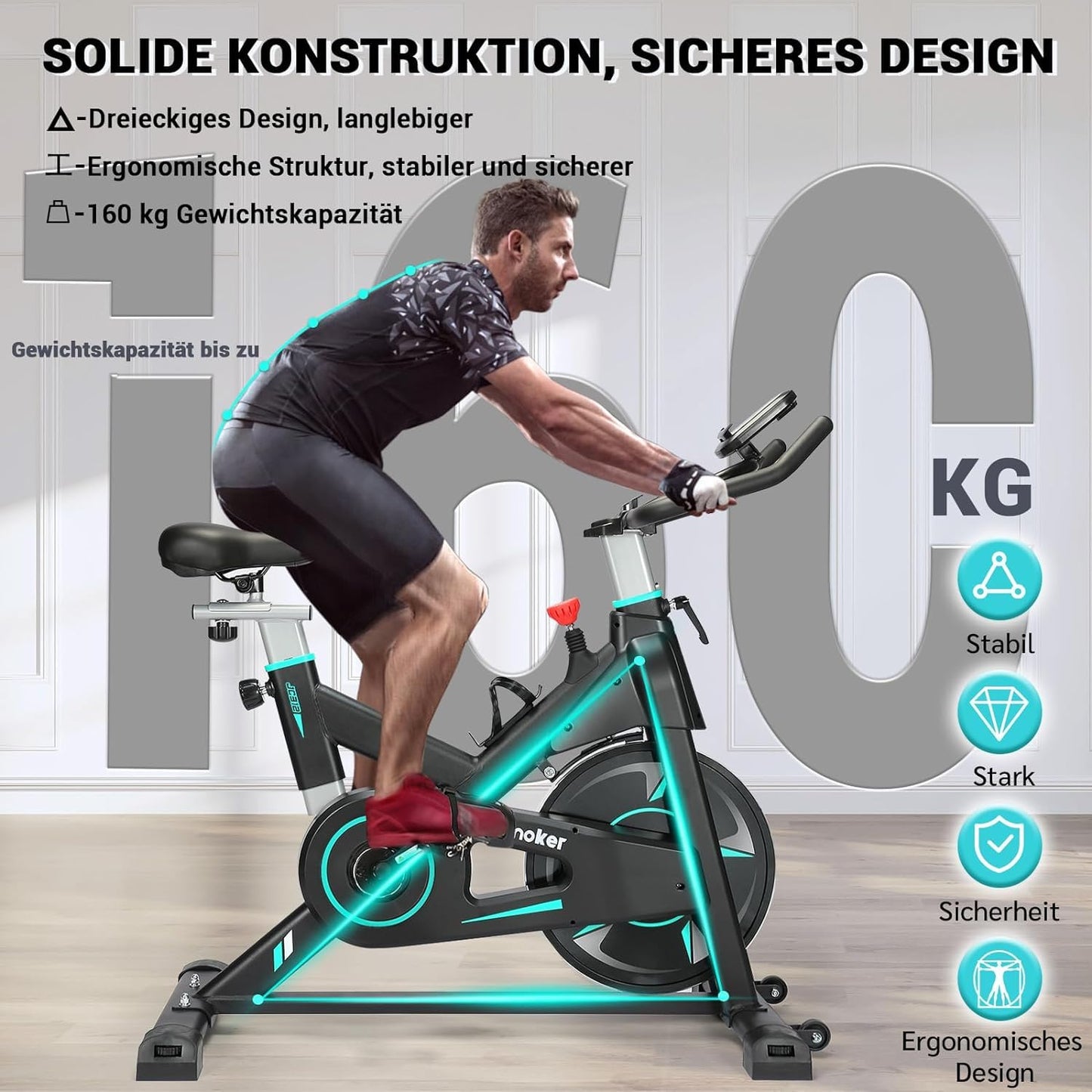 [2025 Actualizado]Wenoker Bicicleta de apartamento, resistencia magnética ajustable, bicicleta de ejercicio con asiento cómodo y pantalla, entrenamiento cardio Home Trainer,capacidad de carga de 160kg