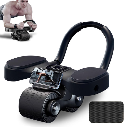 Rueda Abdominal de Rebote Automático, Rodillo de Rueda para Abdominales con Soporte de Codos, AB Roller Doble Rueda para Entrenador en Casa