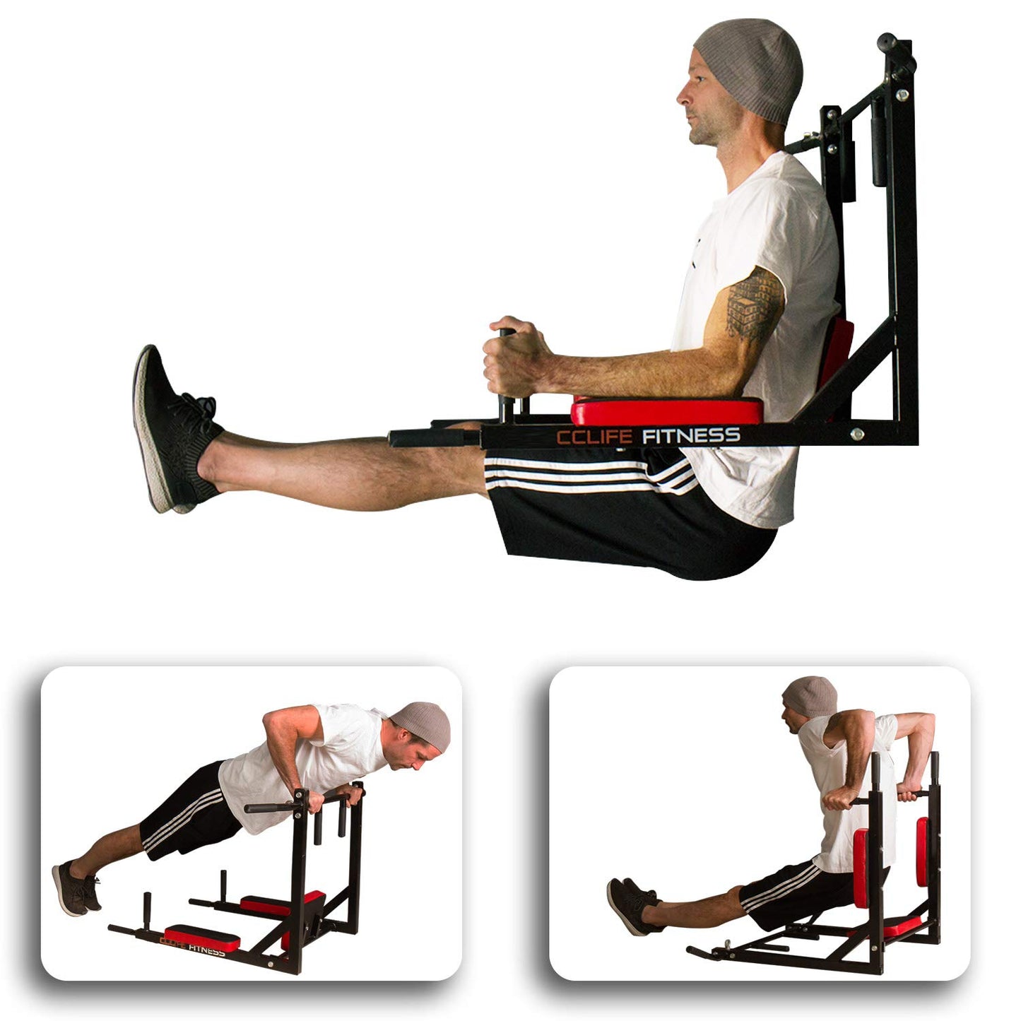 CCLIFE Barra de Dominadas para Pared con Múltiples Agarres, Barra de Tracción de Fitness, Barra para Hacer Dominadas Max.200kg, ZERRO