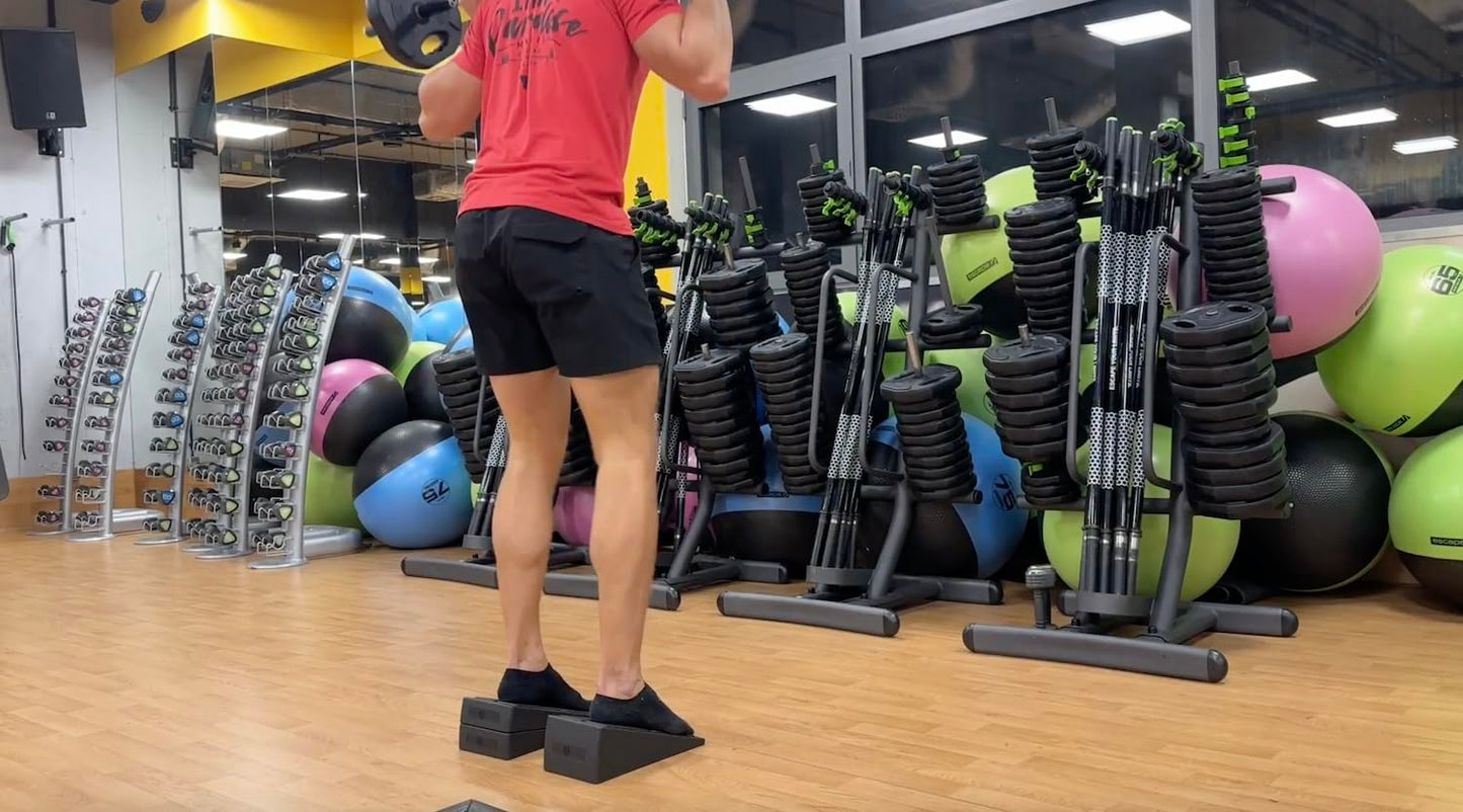 MuscleForge® Cuña Sentadillas Set de 3 Bloques - Slant Board para Estiramientos de Pantorrilla - Tabla Inclinada para Sentadillas y Movilidad - Squat Wedge Block con Ángulos Ajustables 8,5° a 34°