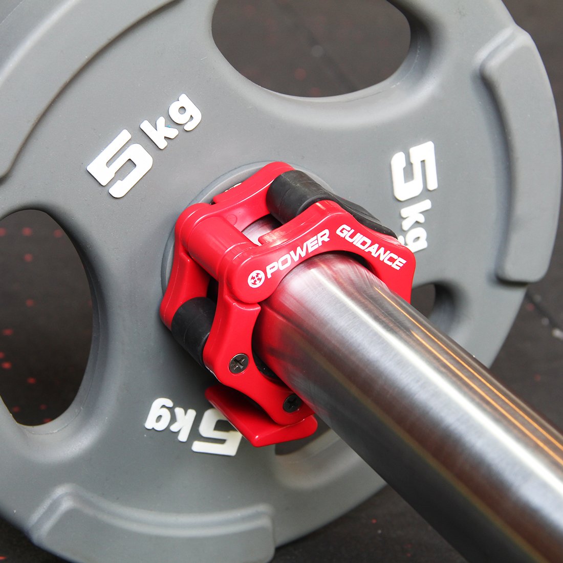 POWER GUIDANCE Abrazaderas Mancuerna para Barras Olímpica 50mm Cierres Barra Abrazaderas de Topes para Barras de Pesas con Bloqueo Cierre de sujeción rápida y Segura(1 par)