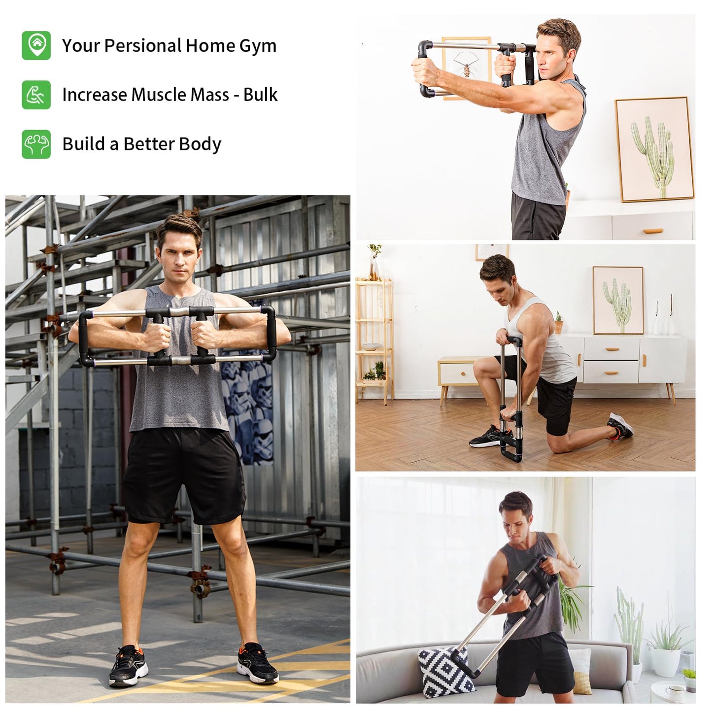 GoFitness Barra Push Down - Extensor de Pecho - Equipo de Entrenamiento en Casa para Pecho, Brazos, Hombros, Abdominales y Espalda - Aparatos de Ejercicio Resorte para Casa o de Viaje