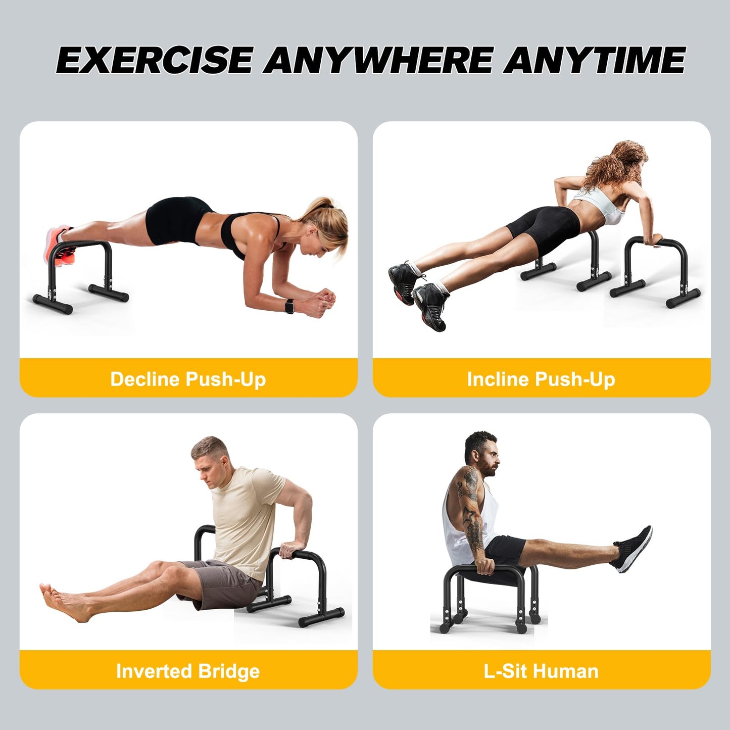 RELIFE REBUILD YOUR LIFE Dip Barras Paralelas Calistenia Gimnasio Casa Push Up Bars Stands Station Ajustable Entrenamineto Musculación Fitness Ejercicio Rehabilitacion Mini Dip Bar (Black-2)