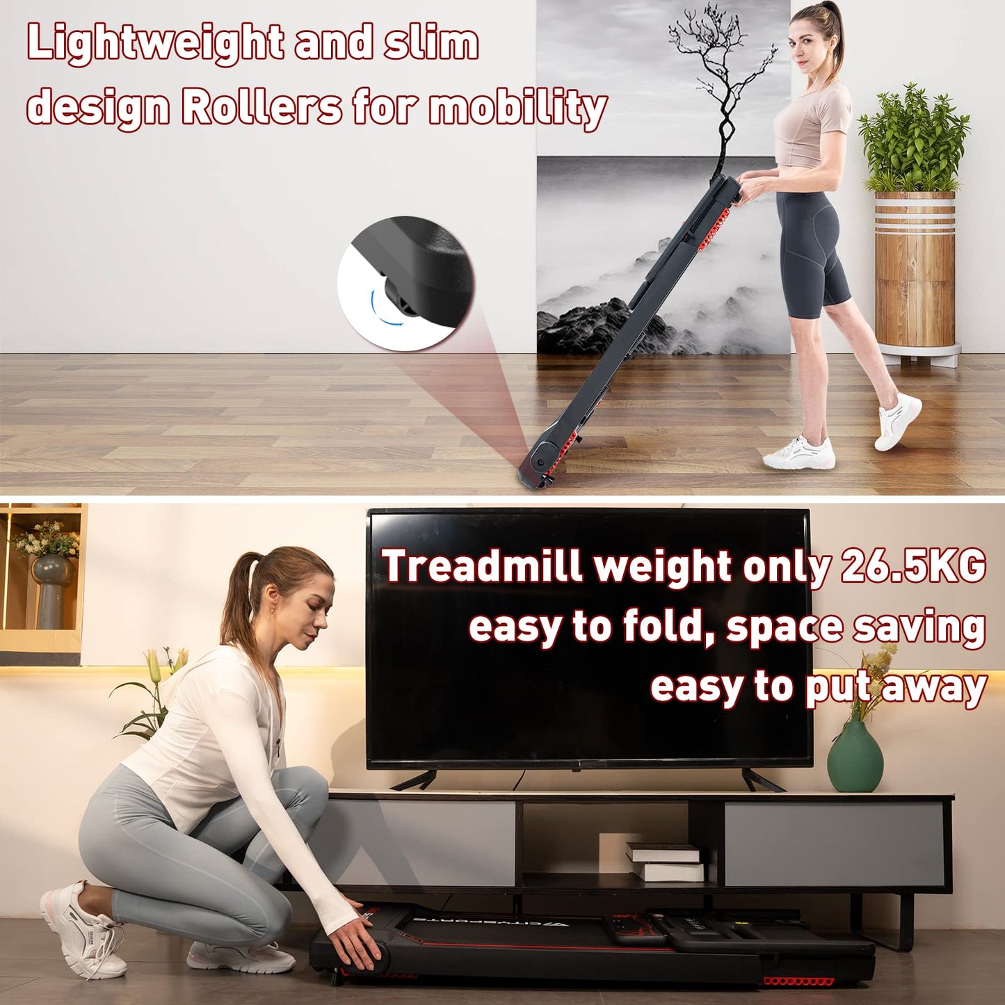 CITYSPORTS Cinta de Correr Plegable,Cinta de Andar eléctrica,con Pantalla LED,App y Soporte para Tableta 360°,Walking Pad Compacta para casa y Oficina