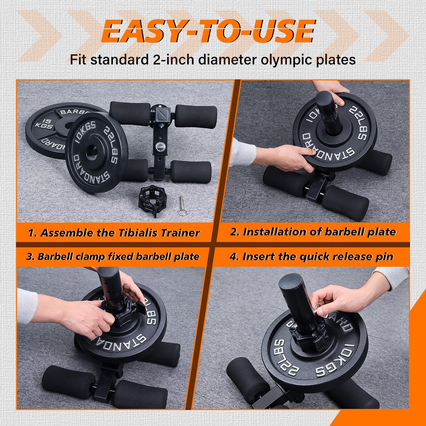 IMAYCC Tib Bar Tibialis Trainer Ajustable Entrenador Tibialis Anterio para el Entrenamiento de los Músculos de la Pantorrilla/Espinilla/Tobillo Fitness para Platos de Peso Olímpicos de 2''