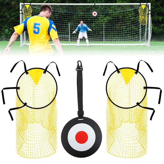 DOINEUFL 3 accesorios de entrenamiento de fútbol, incluye portería para portería de fútbol y porterías de fútbol para jardín infantil, accesorios de entrenamiento de fútbol con diana móvil