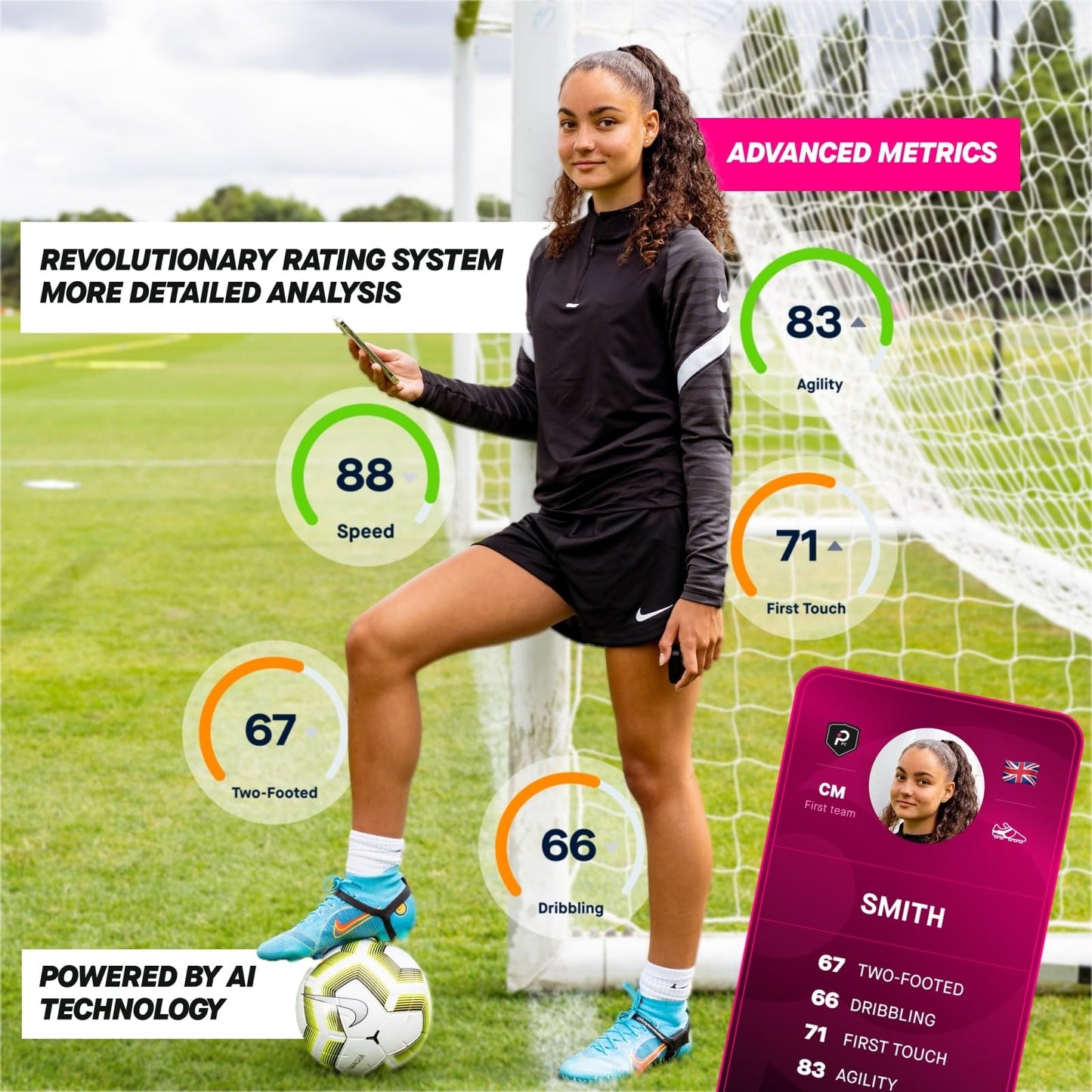 Playermaker Smart Football Tracker, 25+ Technical & Physical Football Training Metrics, 12 Month Access to Playermaker Technology App Included, Next-Level Precision Beyond GPS Trackers, Medium