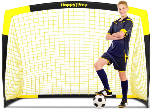 Happy Jump Portería de Fútbol Emergente Portería de Fútbol para Jardín Entrenamiento de Fútbolx1 (7'x5'-Negro+Amarillo)