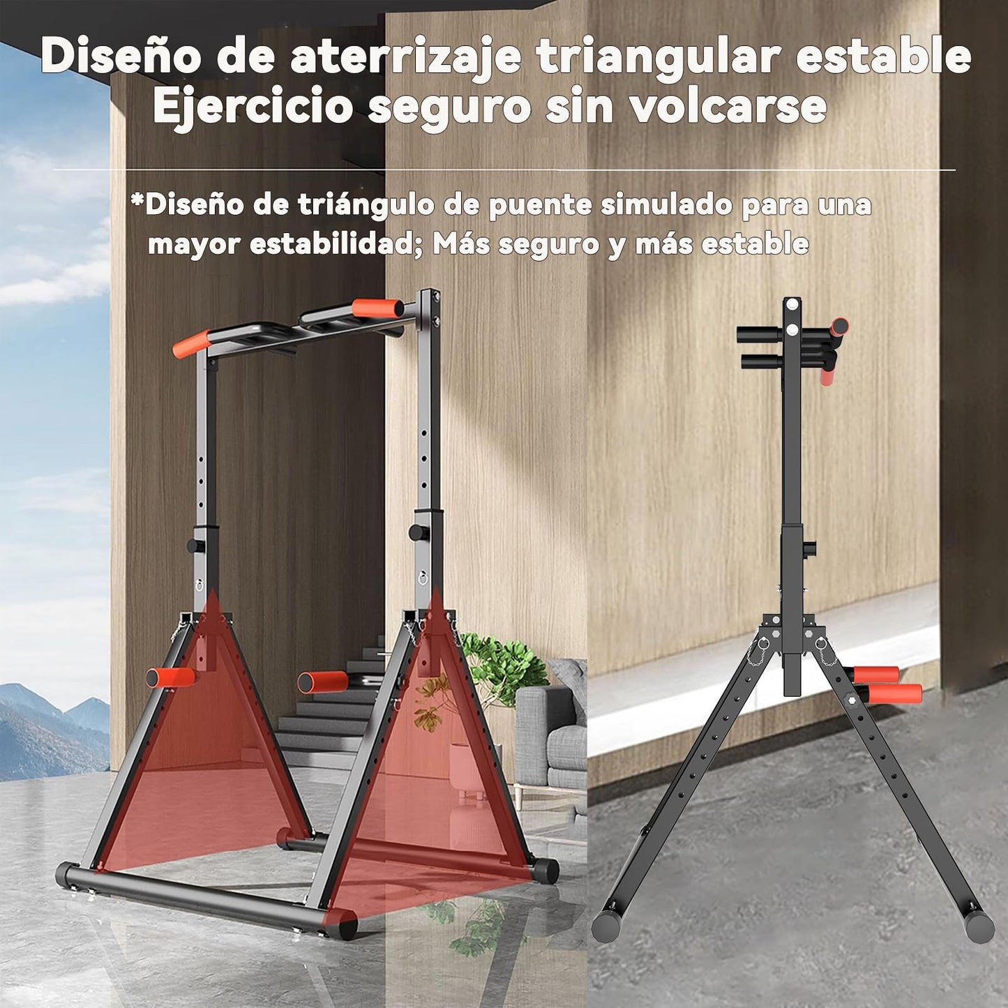 DOBESTS Estación de Dominadas Plegable Power Tower Dip Station,Estación de Fondos,Altura Ajustable, Multifuncional Maquina Dominadas Gimnasio en Casa for Pull Up& Dip Training,300KG