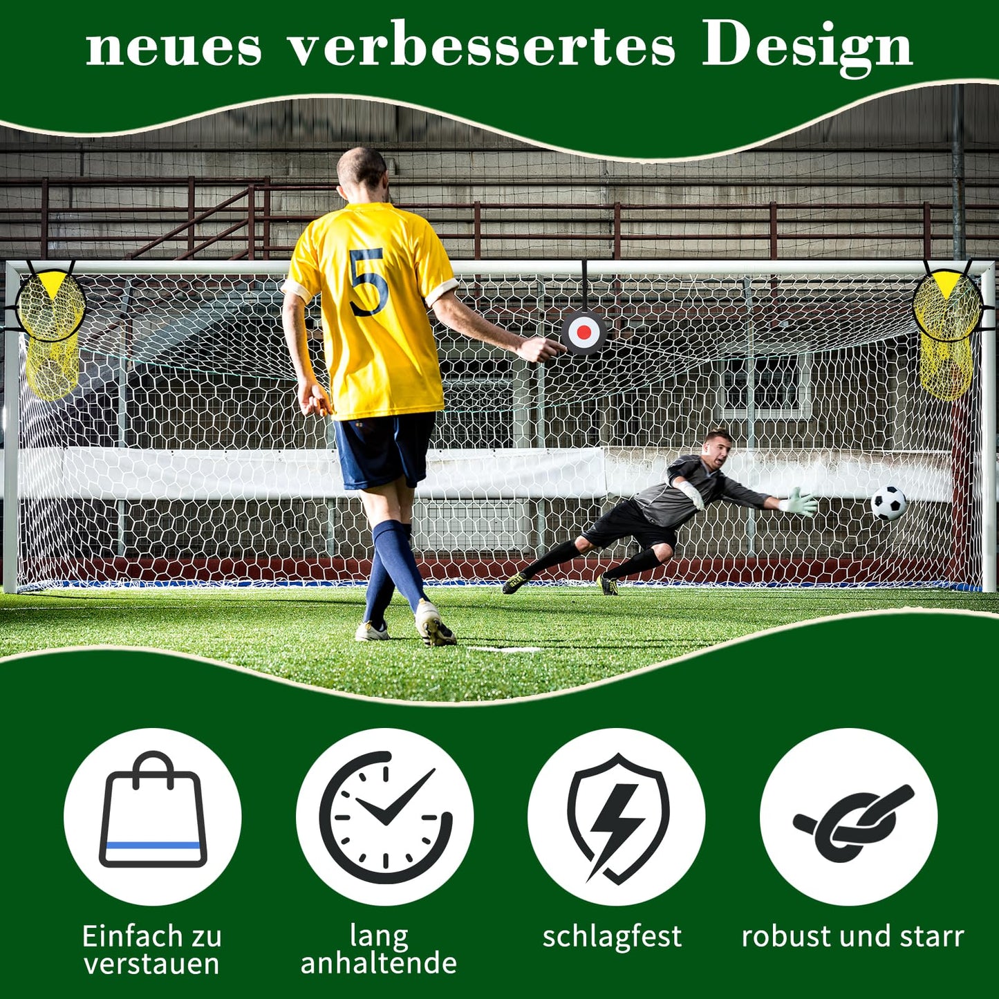 DOINEUFL 3 accesorios de entrenamiento de fútbol, incluye portería para portería de fútbol y porterías de fútbol para jardín infantil, accesorios de entrenamiento de fútbol con diana móvil