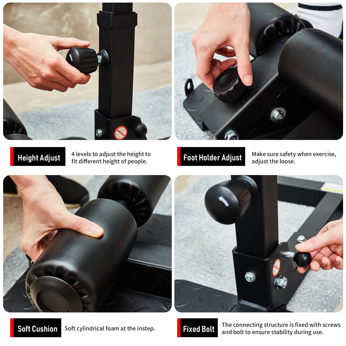 leikefitness Banco de sentadillas profundo para entrenamiento de piernas multifuncional, máquina de ejercicio para gimnasio en casa