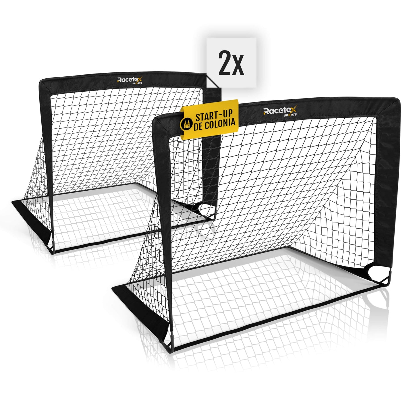 Racetex Set x 2 Porteria Futbol niños - Porterias de Futbol para niños Incluye práctica Bolsa para Transportar - [Versión con Postes Reforzados de Fibra de Vidrio] (Azul)