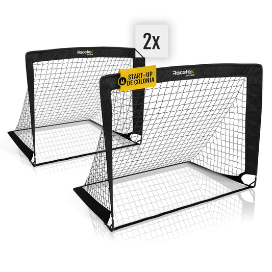 Racetex Set x 2 Porteria Futbol niños - Porterias de Futbol para niños Incluye práctica Bolsa para Transportar - [Versión con Postes Reforzados de Fibra de Vidrio] (Azul)