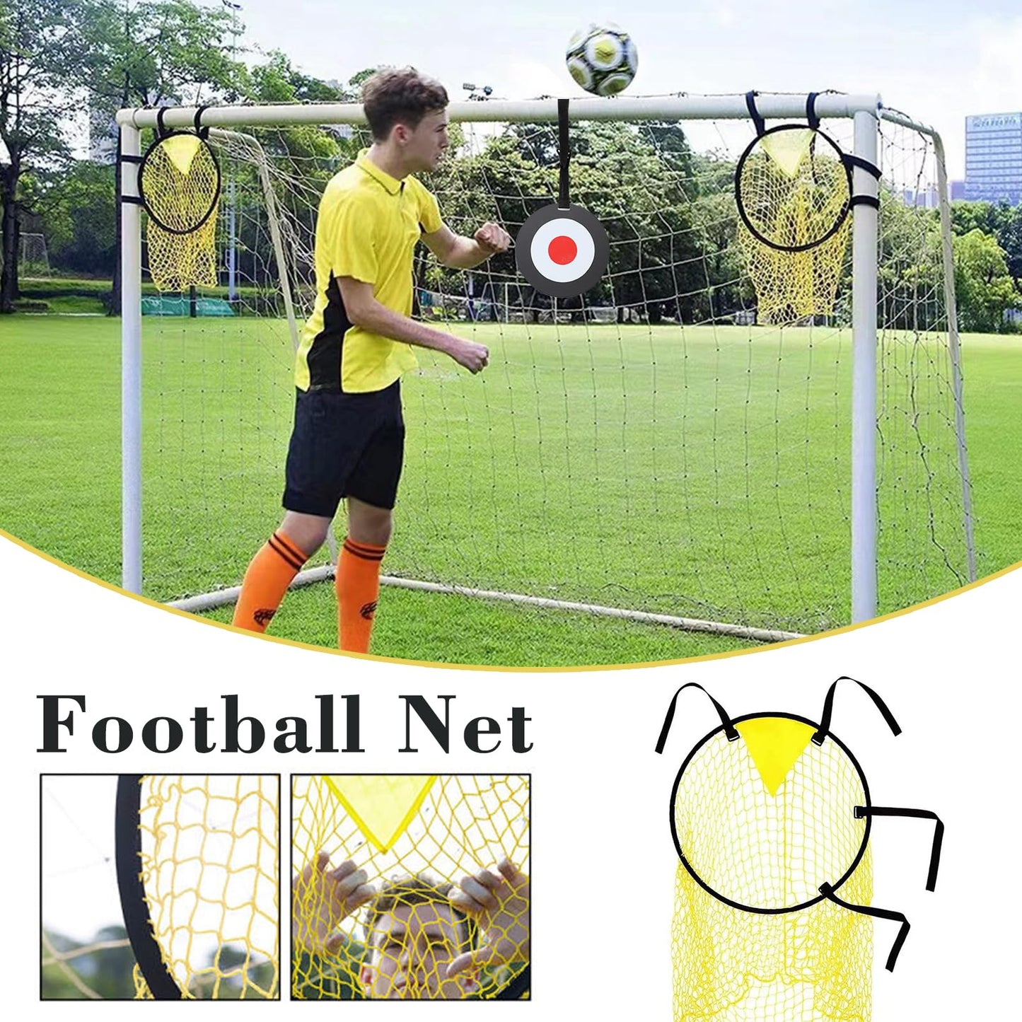 DOINEUFL 3 accesorios de entrenamiento de fútbol, incluye portería para portería de fútbol y porterías de fútbol para jardín infantil, accesorios de entrenamiento de fútbol con diana móvil