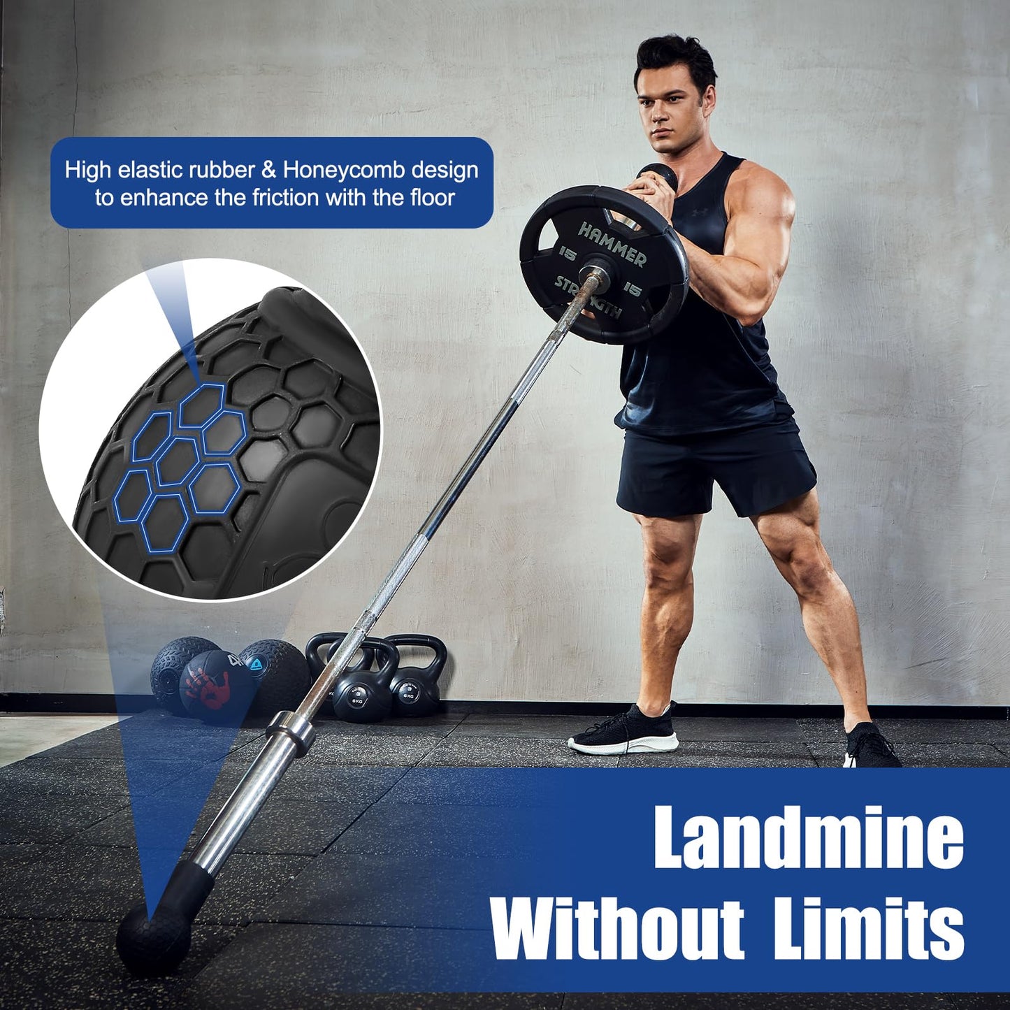 HXD-ERGO Mina terrestre para Barra, Accesorio Antideslizante para Barras olímpicas de 2 Pulgadas, Accesorios portátiles de Gimnasio en casa para Parte Superior del Cuerpo