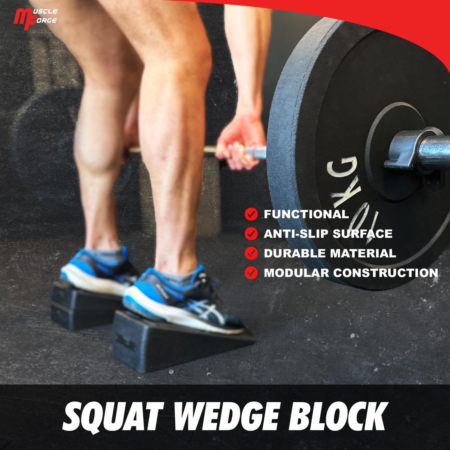 MuscleForge® Cuña Sentadillas Set de 3 Bloques - Slant Board para Estiramientos de Pantorrilla - Tabla Inclinada para Sentadillas y Movilidad - Squat Wedge Block con Ángulos Ajustables 8,5° a 34°
