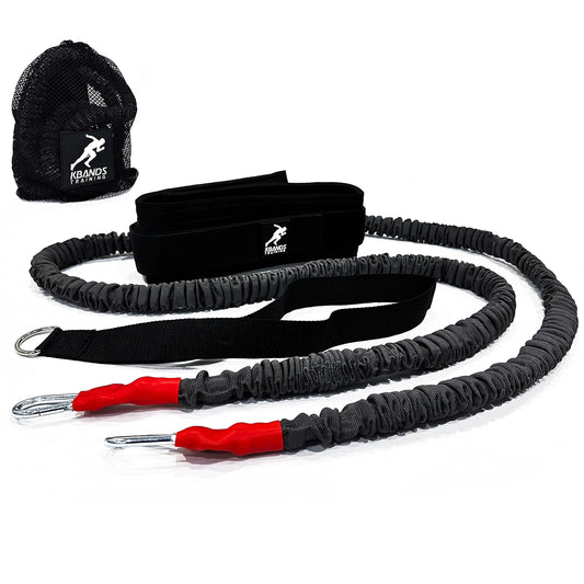 Kbands Training Cordón elástico reactivo de velocidad cinturón ajustable correa de anclaje cable de resistencia doble acelerador de velocidad excesiva FX vertical (tamaño de cintura 3239 pulgadas)