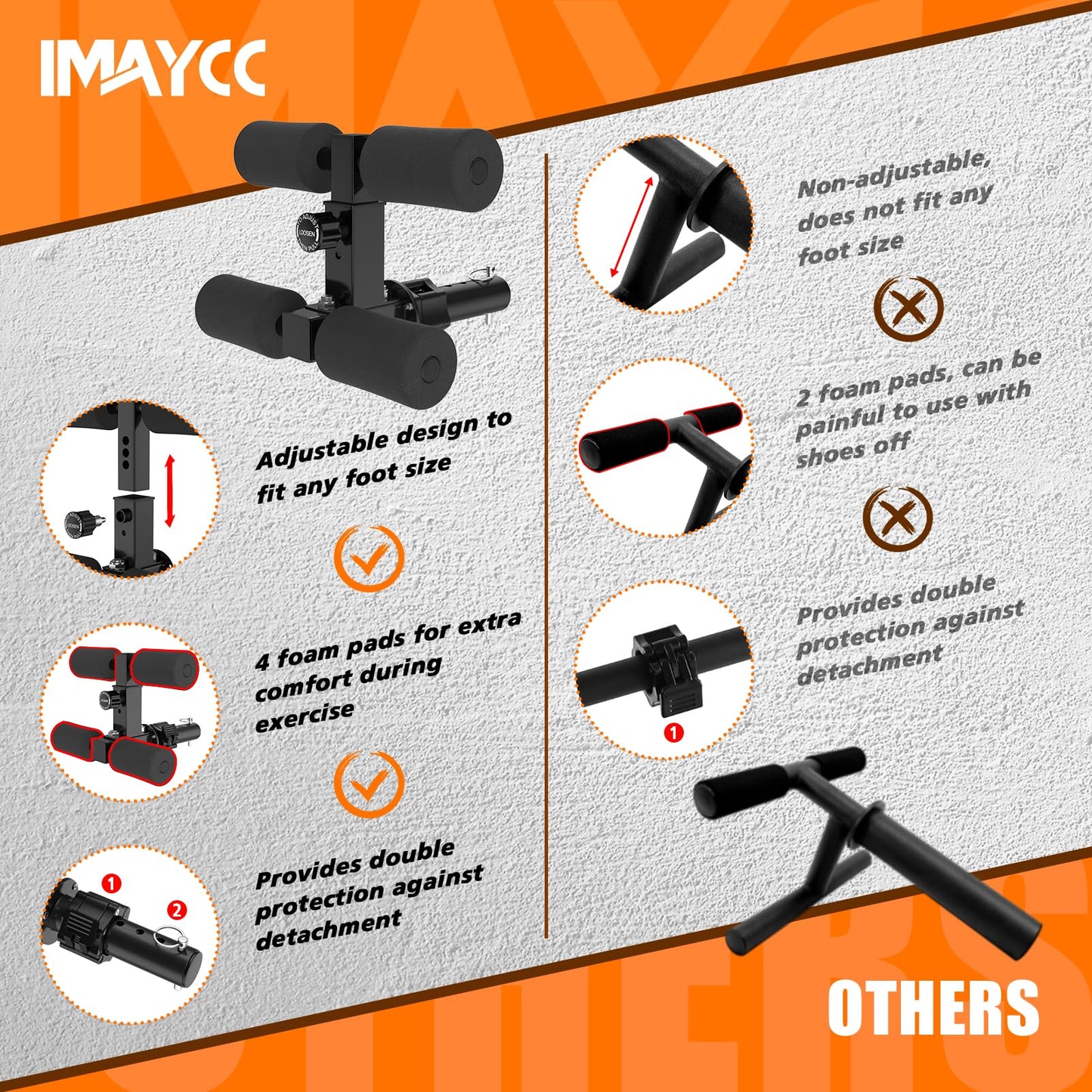 IMAYCC Tib Bar Tibialis Trainer Ajustable Entrenador Tibialis Anterio para el Entrenamiento de los Músculos de la Pantorrilla/Espinilla/Tobillo Fitness para Platos de Peso Olímpicos de 2''