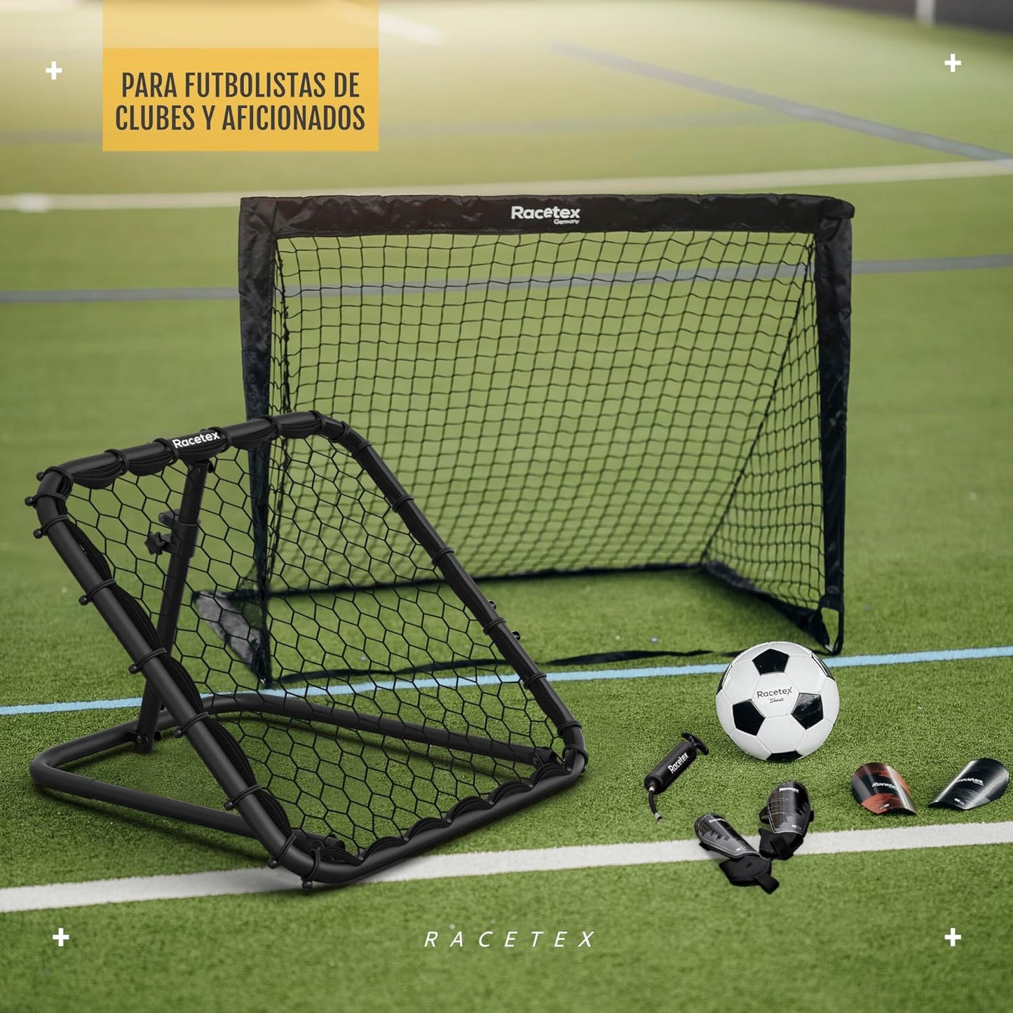 Racetex Rebounder para fútbol infantil [ajustable sin niveles] – reboteador de fútbol para niños y jóvenes – Balón de fútbol para un entrenamiento mejor y variado