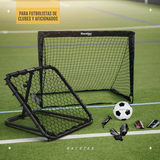 Racetex Reboteador Futbol [INFINITAMENTE Ajustable] - Rebounder Kicker Ball de fútbol - Voleibol Accesorios para Mejorar y diversificar el Entrenamiento de fútbol (Acero Inoxidable)
