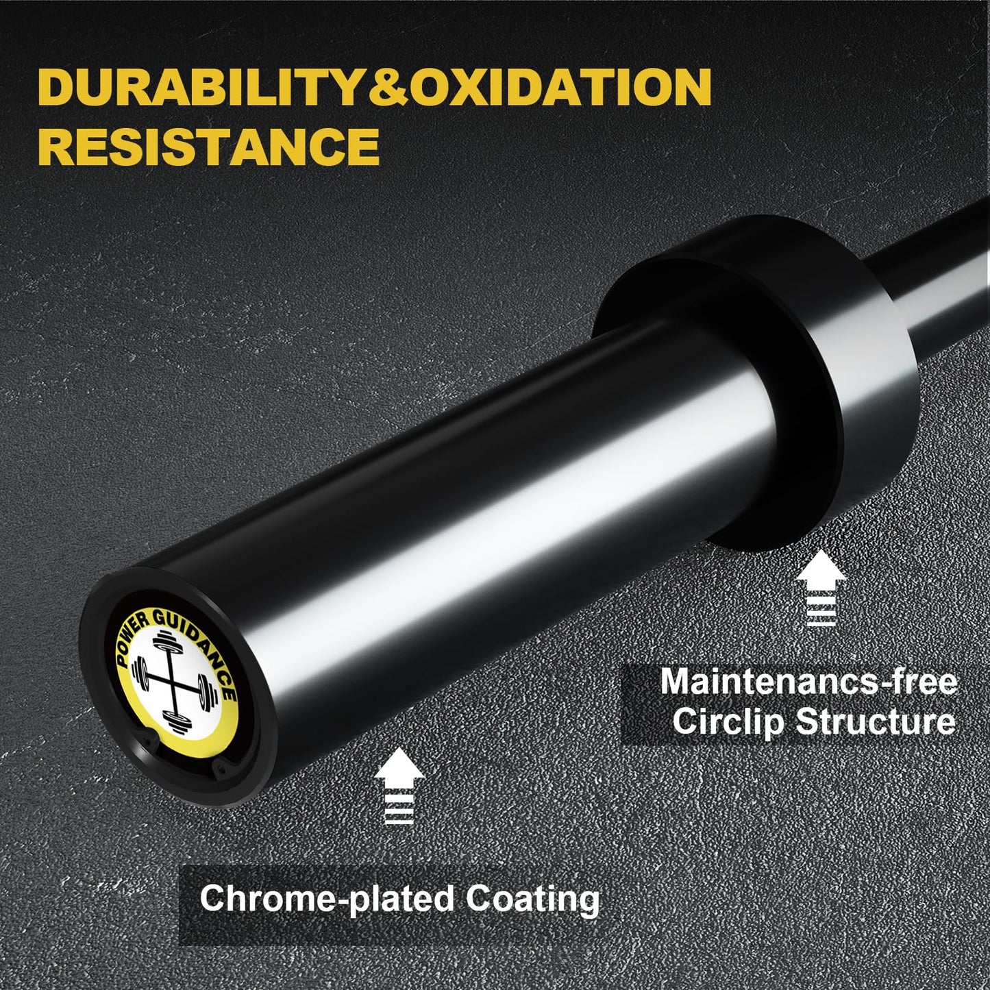 POWER GUIDANCE Barra olímpica para levantamiento de pesas, sentadillas, barras universales cromadas de 12 kg, 1,5 m / 157 cm (Black Sleeve Black Straight)