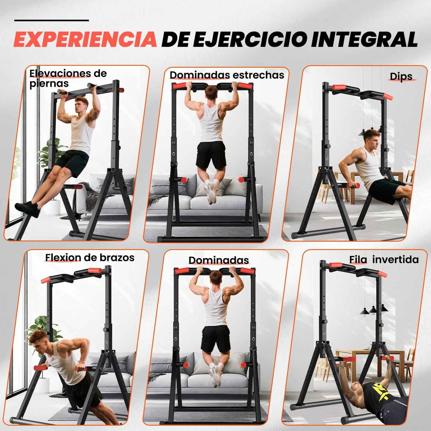 DOBESTS Estación de Dominadas Plegable Power Tower Dip Station,Estación de Fondos,Altura Ajustable, Multifuncional Maquina Dominadas Gimnasio en Casa for Pull Up& Dip Training,300KG