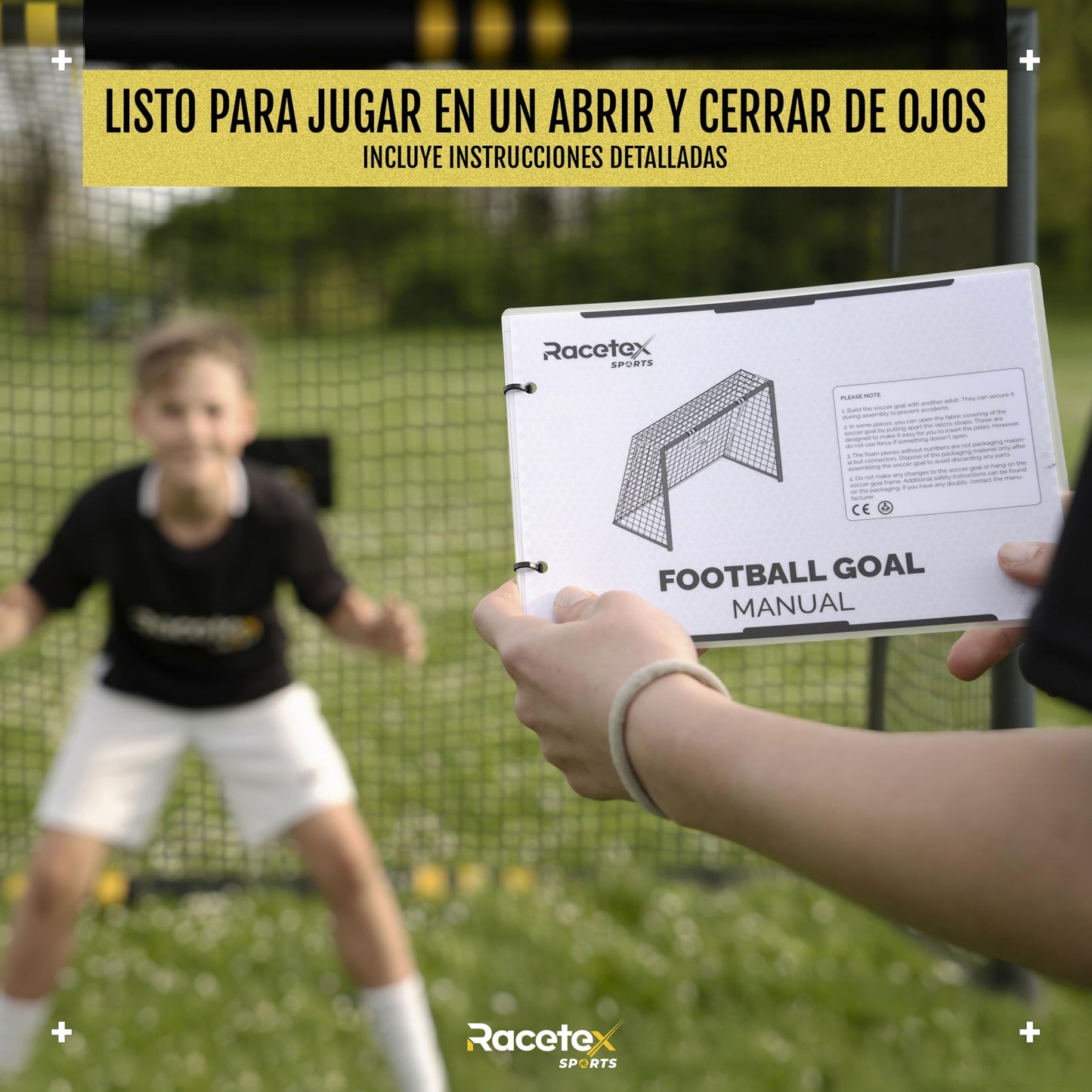 Racetex porterias de Futbol para niños Grande [Recubrimiento anticorrosivo] - porteria Futbol niños Incluye Anclajes - porterias de Futbol para Jardin - porteria Futbol Grande 180 240 300 cm