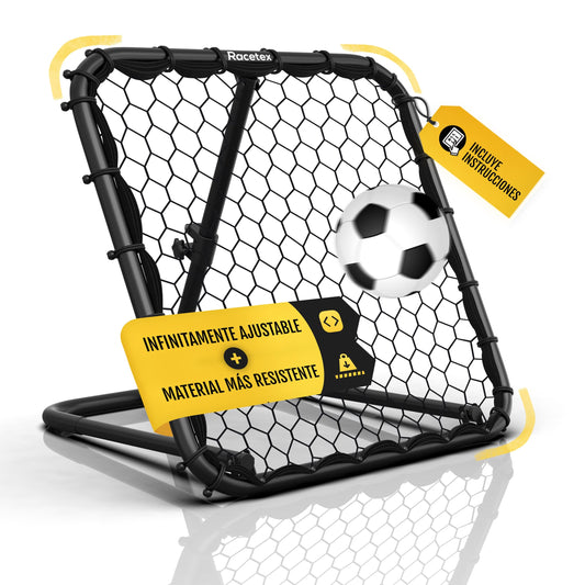 Racetex Reboteador Futbol [INFINITAMENTE Ajustable] - Rebounder Kicker Ball de fútbol - Voleibol Accesorios para Mejorar y diversificar el Entrenamiento de fútbol (Acero Inoxidable)
