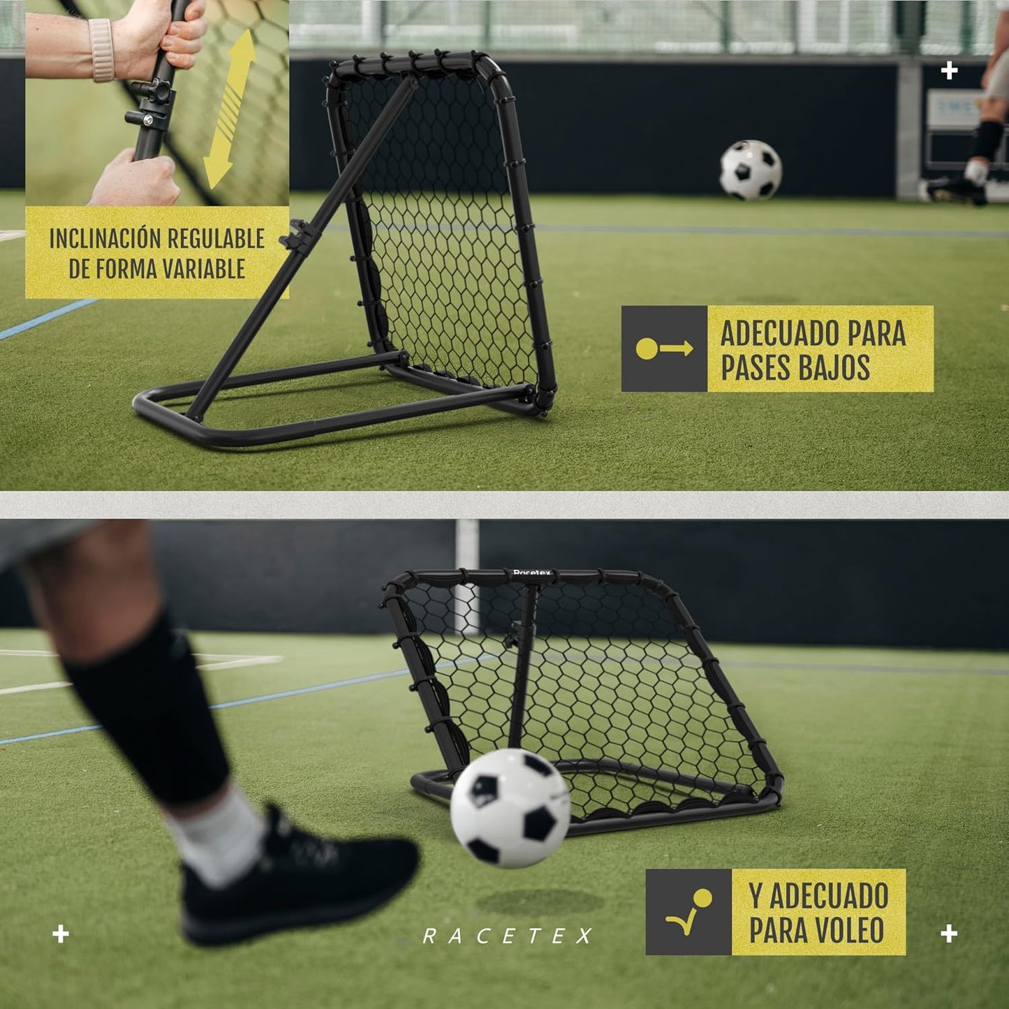Racetex Rebounder para fútbol infantil [ajustable sin niveles] – reboteador de fútbol para niños y jóvenes – Balón de fútbol para un entrenamiento mejor y variado