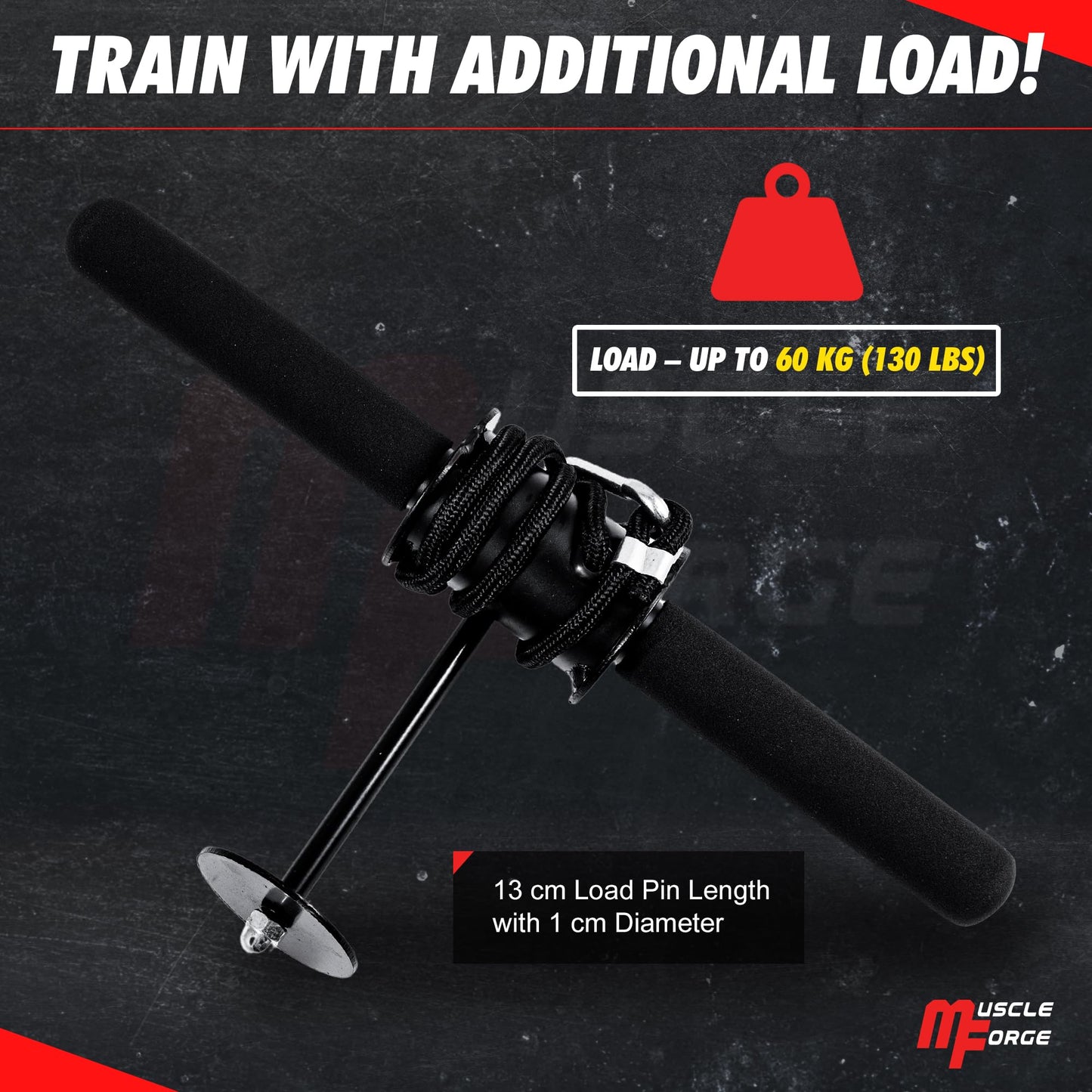 MuscleForge Rodillo de Muñeca y Antebrazo, Entrenador del Brazo, Polea con Carga - Wrist roller con Capacidad 60 kg, Forearm exerciser, Grips Strengthener, Accesorio para El Entrenamiento del Agarre