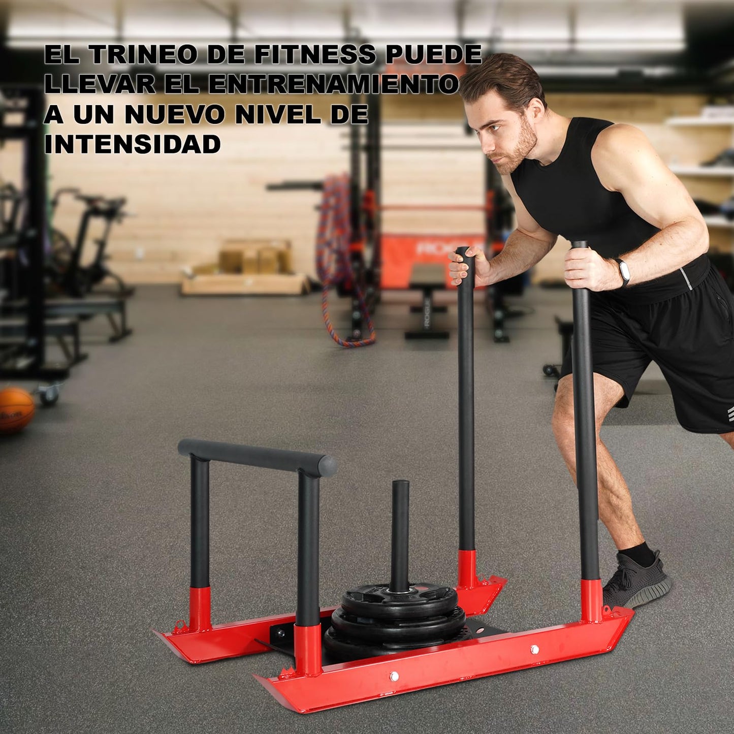 EIGFOH Trineo de Peso para Entrenamiento de Pesas,Entrenamiento de fuerza y fitness Trineo de refuerzo de velocidad, Trineo Fuerza,Trineo Para