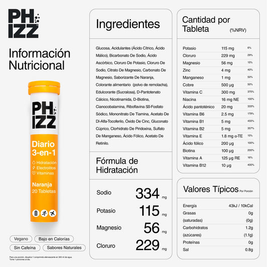 Phizz Electrolitos Efervescentes 18 Vitaminas
