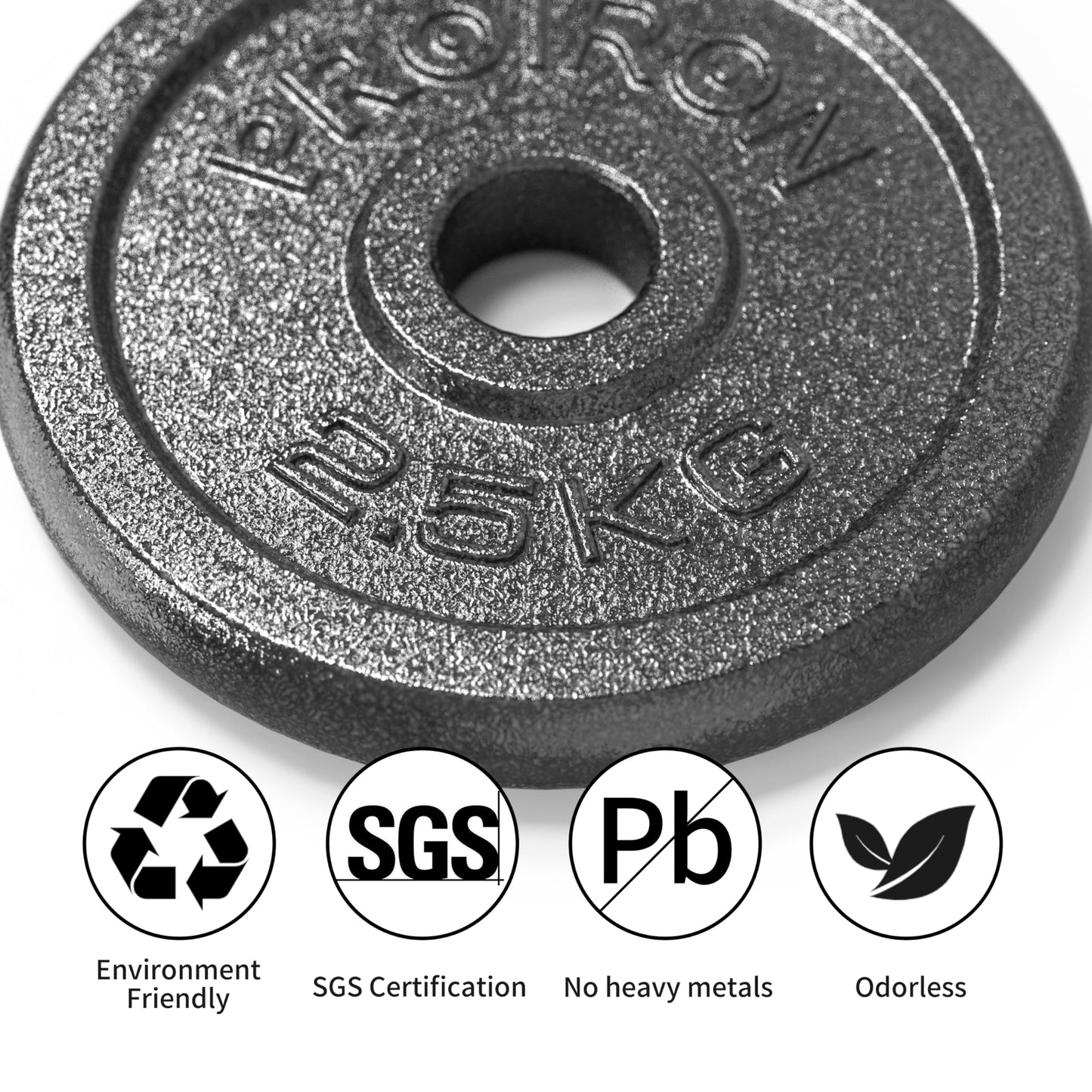 PROIRON Discos Pesas, Ø25mm - Hierro Fundido Placas de Discos Peso para Pesas y Mancuernas 1.25kg 2.5kg 5kg 10kg