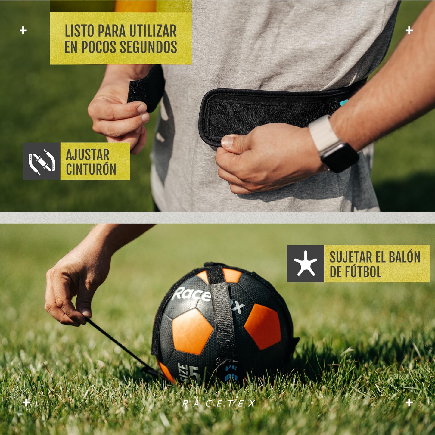 Racetex cinturón Entrenamiento niño [Longueur RÉGLABLE] Accesorios Futbol - Entrenamiento para para futbolistas Regalo Entrenador Futbol niños - Football Training Belt (Classic)