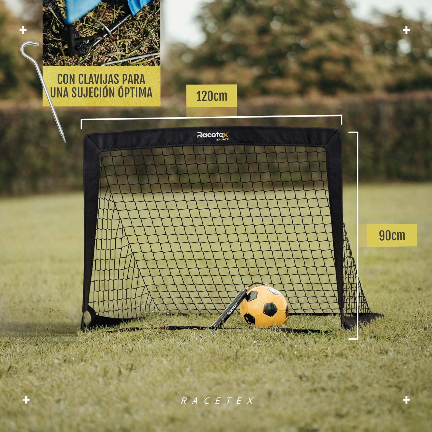 Racetex Set x 2 Porteria Futbol niños - Porterias de Futbol para niños Incluye práctica Bolsa para Transportar - [Versión con Postes Reforzados de Fibra de Vidrio] (Azul)
