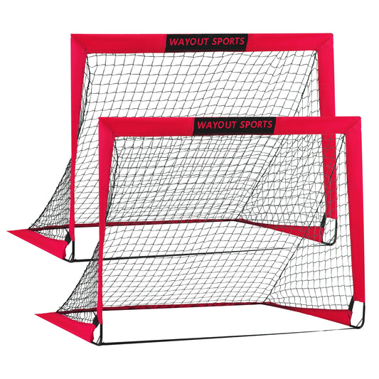 Wayout Sports - Porterías Fútbol Plegables para Niños y Adultos (120 x 90 x 90, Rojo)