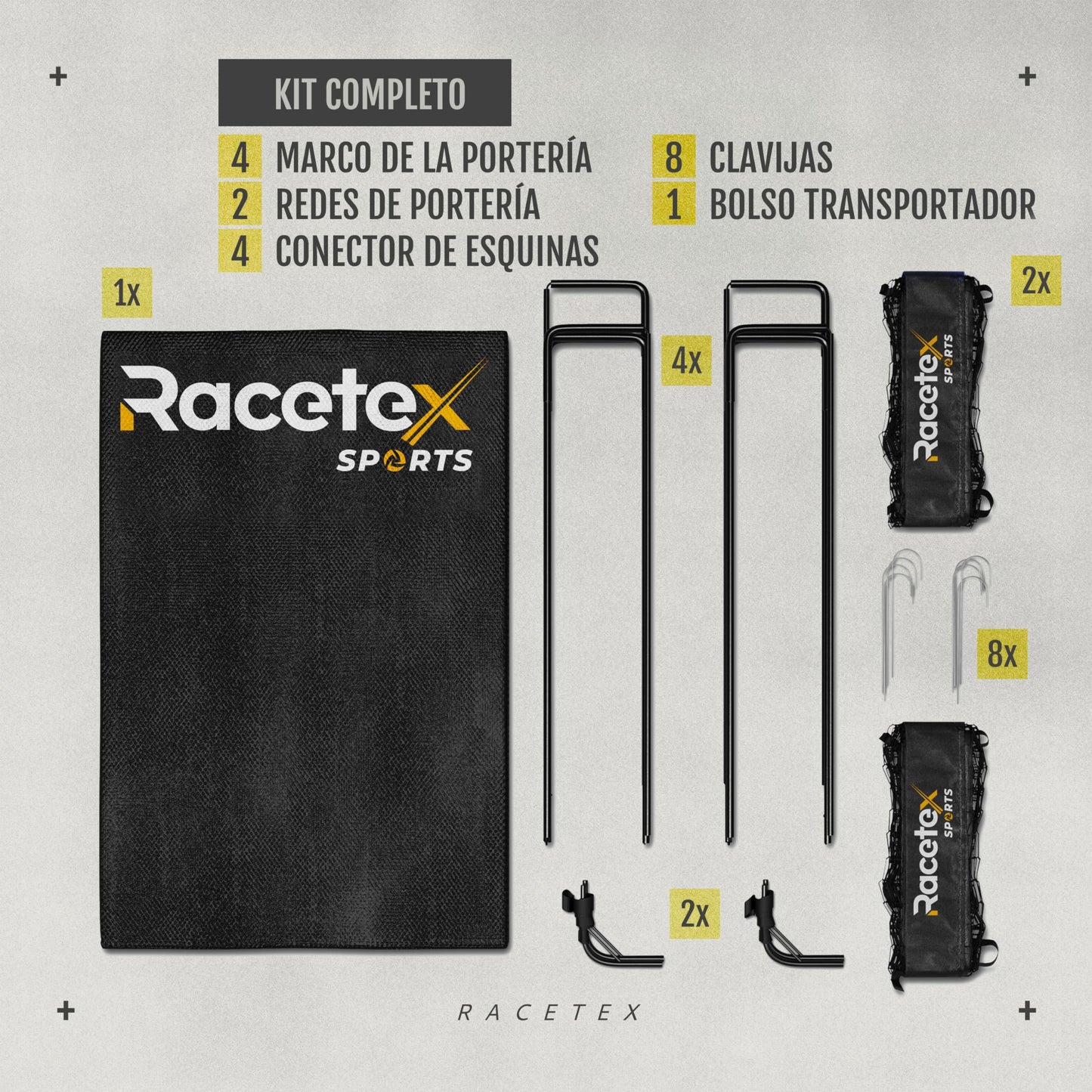 Racetex Set x 2 Porteria Futbol niños - Porterias de Futbol para niños Incluye práctica Bolsa para Transportar - [Versión con Postes Reforzados de Fibra de Vidrio] (Azul)