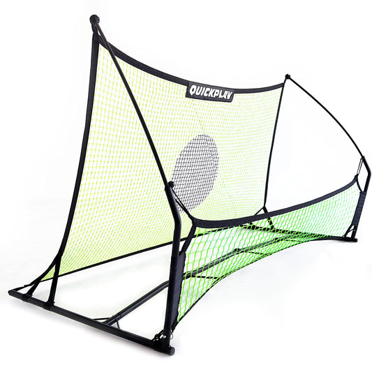 QUICKPLAY TEKKERS TRAINER - Rebote de fútbol - Red de puntos de 6.5 x 4 pies y redes de pase de tierra de 6.5 x 1.5 pies, equipo de entrenamiento de fútbol portátil para niños y adultos