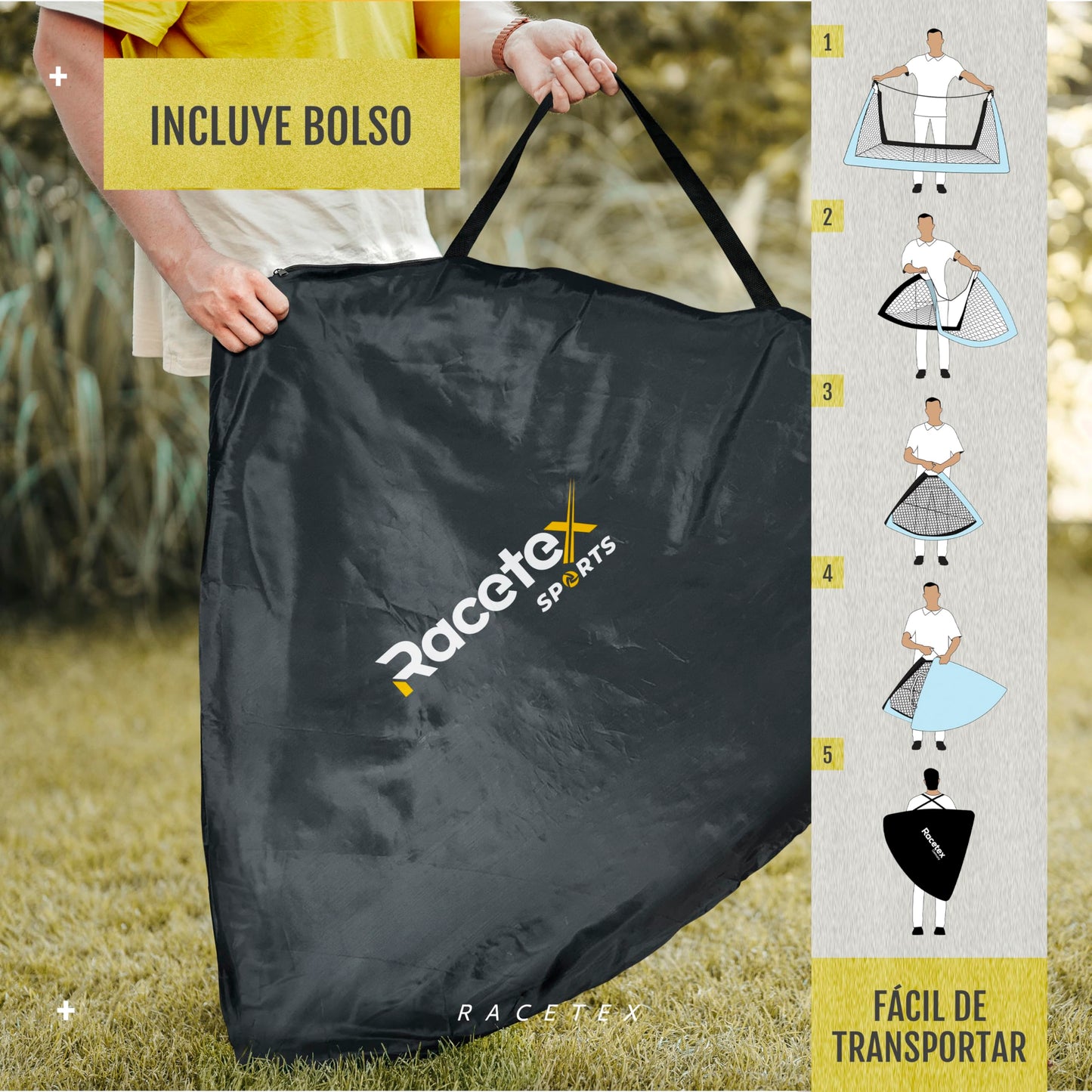 Racetex Set x 2 Porteria Futbol niños - Porterias de Futbol para niños Incluye práctica Bolsa para Transportar - [Versión con Postes Reforzados de Fibra de Vidrio] (Azul)