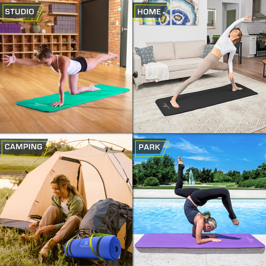 ProsourceFit ps-2004-mat-black-ffp Esterilla Extra Gruesa para Yoga y Pilates de 1,27 cm, Unisex Adulto, Black, 1/2"