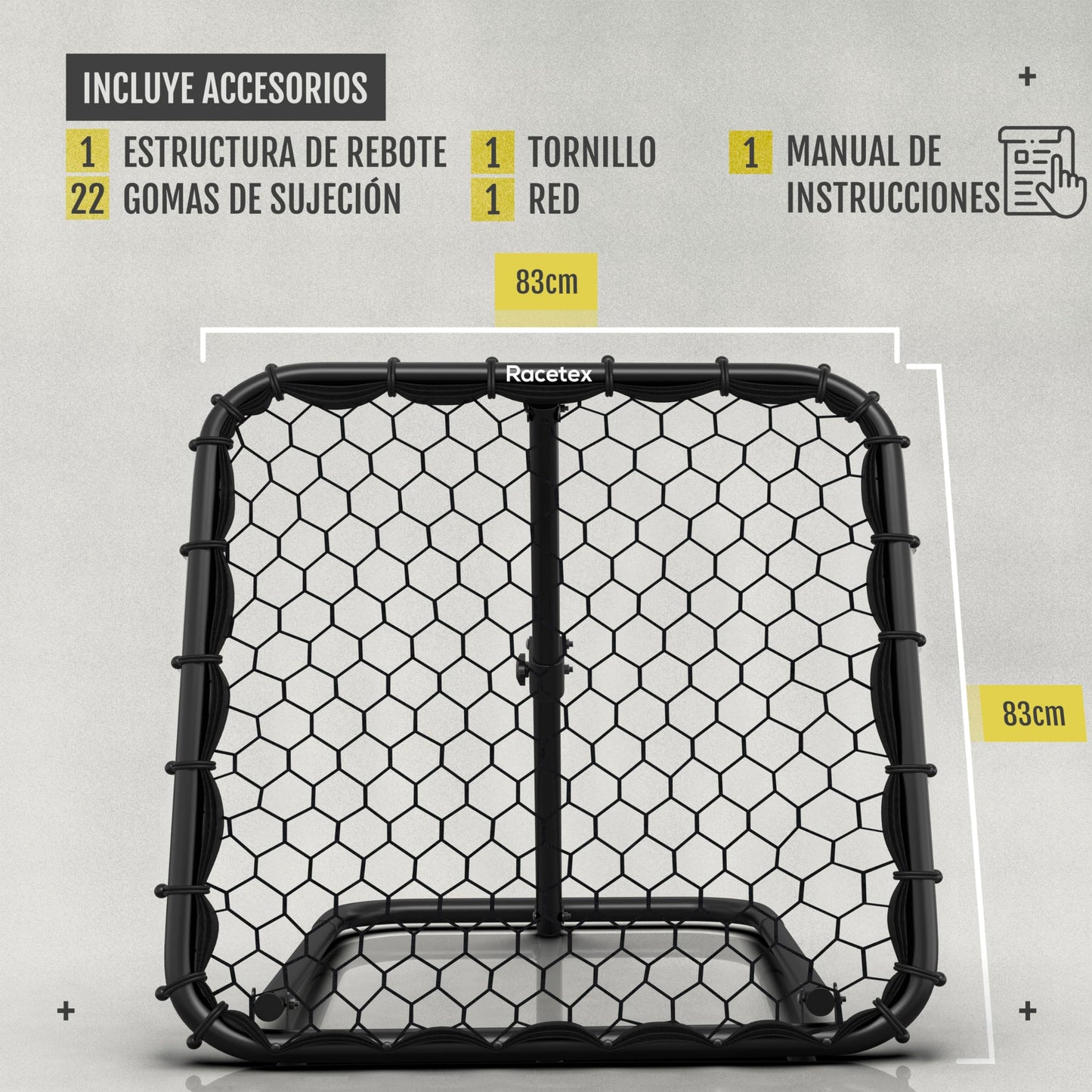 Racetex Reboteador Futbol [INFINITAMENTE Ajustable] - Rebounder Kicker Ball de fútbol - Voleibol Accesorios para Mejorar y diversificar el Entrenamiento de fútbol (Acero Inoxidable)